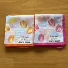 marie claire チューリップ柄ハンカチ 2枚セット