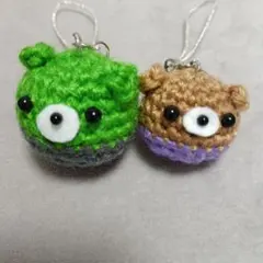 クマ型あみぐるみストラップー2個セット