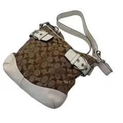 COACH ショルダーバッグ シグネチャー ブラウン×ホワイト