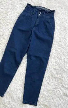 【グレイル】S レディース　テーパードデニム　ハイウエスト　ストレッチ　ブルー