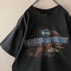 USA製 ハーレーダビッドソン イーグル USA国旗 ビッグプリント Tシャツ