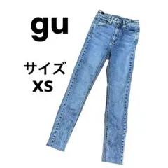 gu スキニーデニム ライトブルー ハイウエスト　レディース　ウォッシュ加工