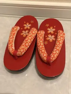キッズ用花柄草履 赤
