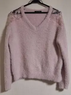 INGNI 袖レースピンクニット