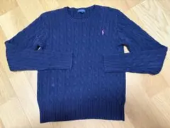 ラルフローレン　ケーブルニット　ネイビー