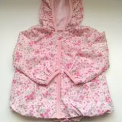 ピンク花柄　フード付きジャケット　ウインドブレーカー　アウター