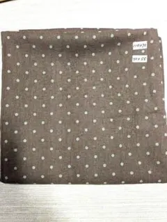 茶色の水玉模様　綿麻生地 110x70cm 70x55cm