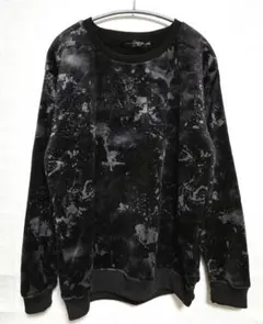 新品 スウェット 迷彩 ペンキ プリント 裏ボア 裏起毛 ブラック 黒