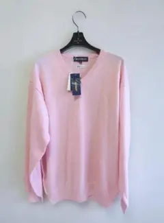新品タグ付きEASTB-O-Xピンク Vネック ニット M　男女兼用