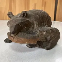 北海道　木彫り　熊の親子　ヴィンテージ