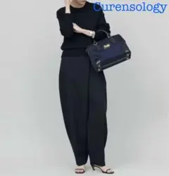 美品Curensologyカレンソロジー★ウールツイルラップパンツ　ネイビー36