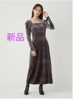 FRAY I.D スクエアネックベロアワンピース タグ付