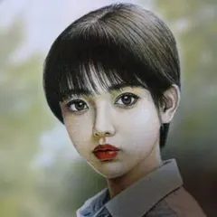 松原亜実、「ものおもい」、希少画集・額装画、日本製・新品額縁にて