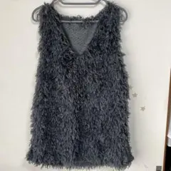 新品 Lutique シャギーニットベスト グレー M