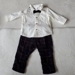 フォーマルシャツ、チェックパンツセット　80～90㎝　H&M　蝶ネクタイ付