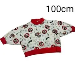 100センチ　ミッキー 総柄 スウェット　トレーナー　ディズニー　プリント