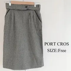 【美品】 PORT CROS ひざ丈スカート ギンガムチェック グレーのサムネイル