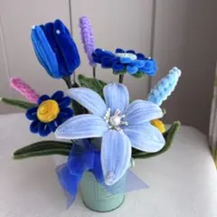 モールフラワー 枯れないお花　ハンドメイド　プレゼント　韓国インテリア　青系