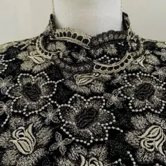 Elegance fashion★日本製 エレガントラメ刺繍　ベルベットドレス