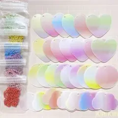 s*6様 カラフル プレート&ボールチェーン セット ハンドメイドパーツ キーホ