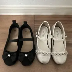 シルバーラメ　黒　フォーマル シューズ　18cm　19cm