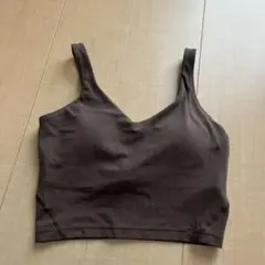 ダークブラウン Vネック スリーブレス フィットネスブラ　Mサイズ