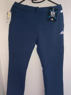 【L】秋冬 アディダス GOLF 保温 防風 裏地フリース ボンディングパンツ紺