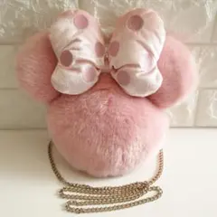 【極美品】ディズニーミニーちゃんファーチェーンポシェット 斜めがけ ピンク