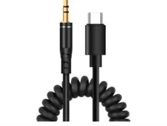 AUXケーブル 3.5mm TypeC カールコード 1.2mカーオーディオ