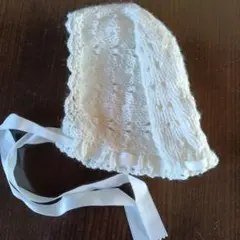 ハンドメイド　ベビーボンネット　手編み