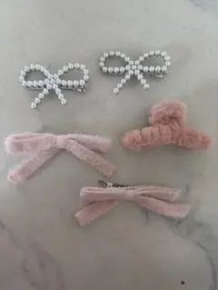 リボンデザイン ヘアピン 5個セット