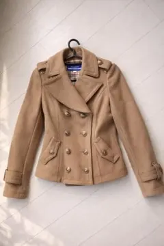 名品 BURBERRY BLUE LABEL ウールPコート 38 キャメル