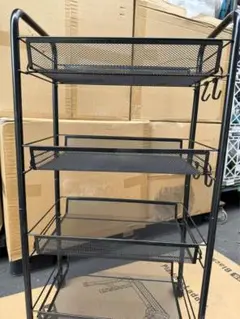 メッシュワゴン キャスター付き メッシュ幅45×奥行26×高さ85cm ブラック