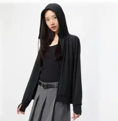 ユニクロ エアリズム ジップアップパーカー レディース XL LL ブラック