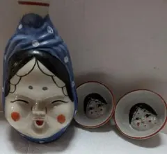おかめ※ひょっとこ 陶器 和風レトロ置物 - メルカリ