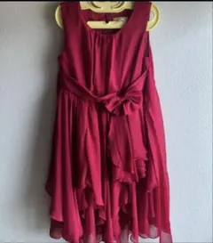 ワインレッド フリルドレス　130センチ