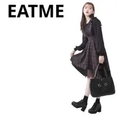 EATME イレヘムチュールコンビジャンスカ　チェック総柄　フリル　Aライン