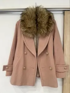 INGNI イング ファー襟付きピンクダブルブレストコート