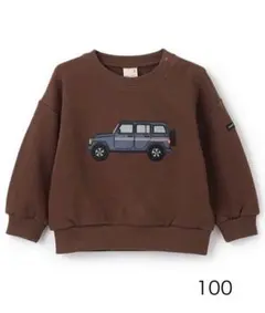 petit main 車刺繍 トレーナー ブラウン 100