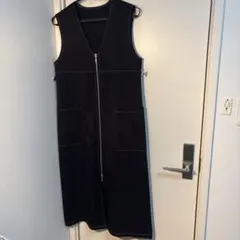 フロントジップ ジャンパースカート ブラック