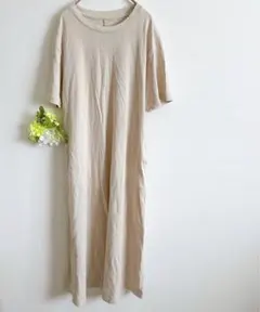 GAP 半袖カットソーワンピース ライトベージュ ゆったり 綿100%