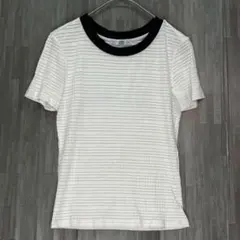 ZARA ザラ　配色 ボーダーサマーニット　白　S