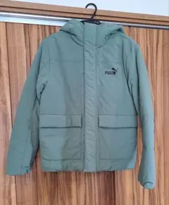 【超美品】Puma フード付きダウンジャケット オリーブグリーン　Lサイズ