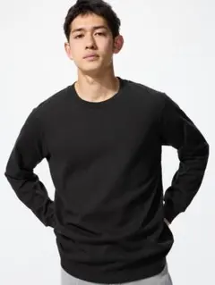 UNIQLOユニクロソフトタッチクルーネックTシャツX L 黒系