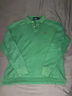 ラルフローレン 長袖ポロシャツ グリーン 刺繍ロゴ Lサイズ相当 00s