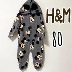 H&M ミッキー オールインワン ディズニー 耳付き カバーオール 裏起毛