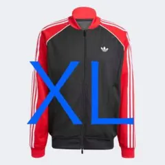 新品2XL adidas ルーズ メッシュ トラックトップ 藤井風 ブラック×赤