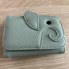 ゾウさん がま口三つ折り財布 ミント