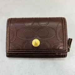 COACH エンボスシグネチャー ステッチ レザー 二つ折り財布