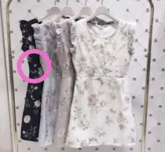 evelyn 花柄 編み上げ ワンピース ブラック